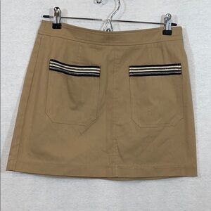 NWOT Greylin stretch tan mini skirt, front pocket